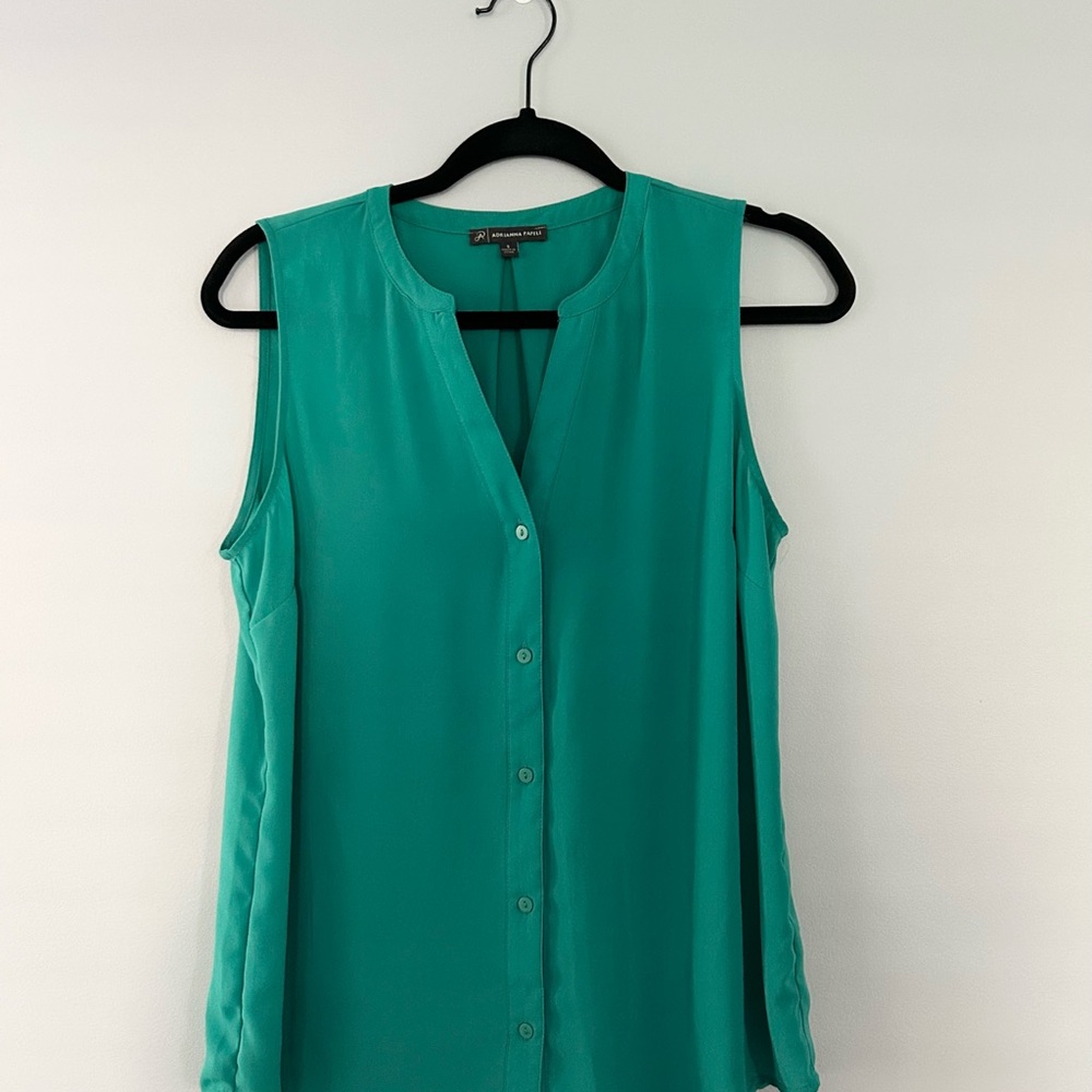 Adrianna Papell Sleeveless Turquoise Blouse